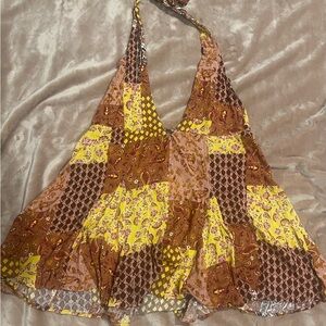 Patchwork Halter Dress